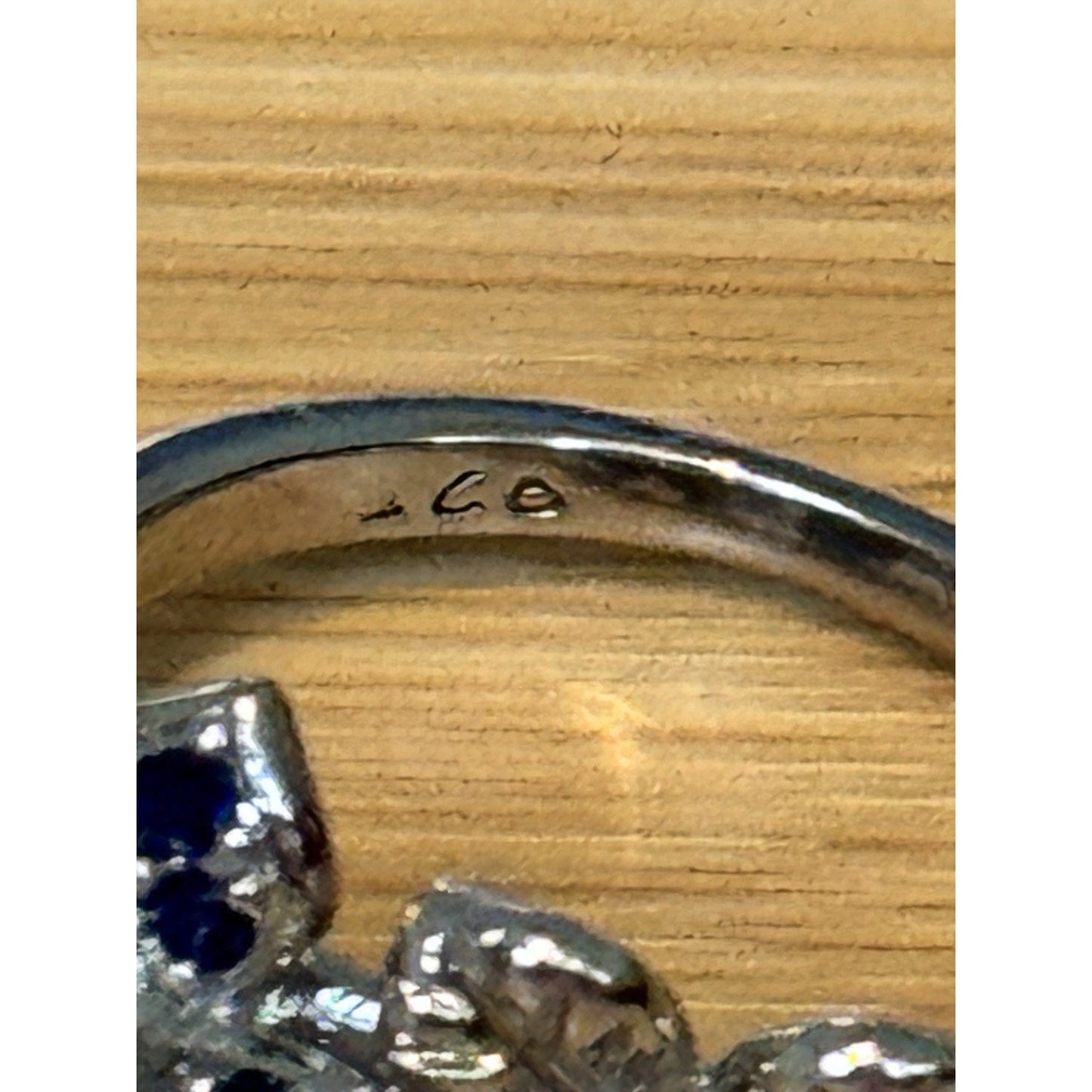 Sterling Silver Blue Sapphire Flower Ring Diamond Accent Floral Cluster Size 6.5