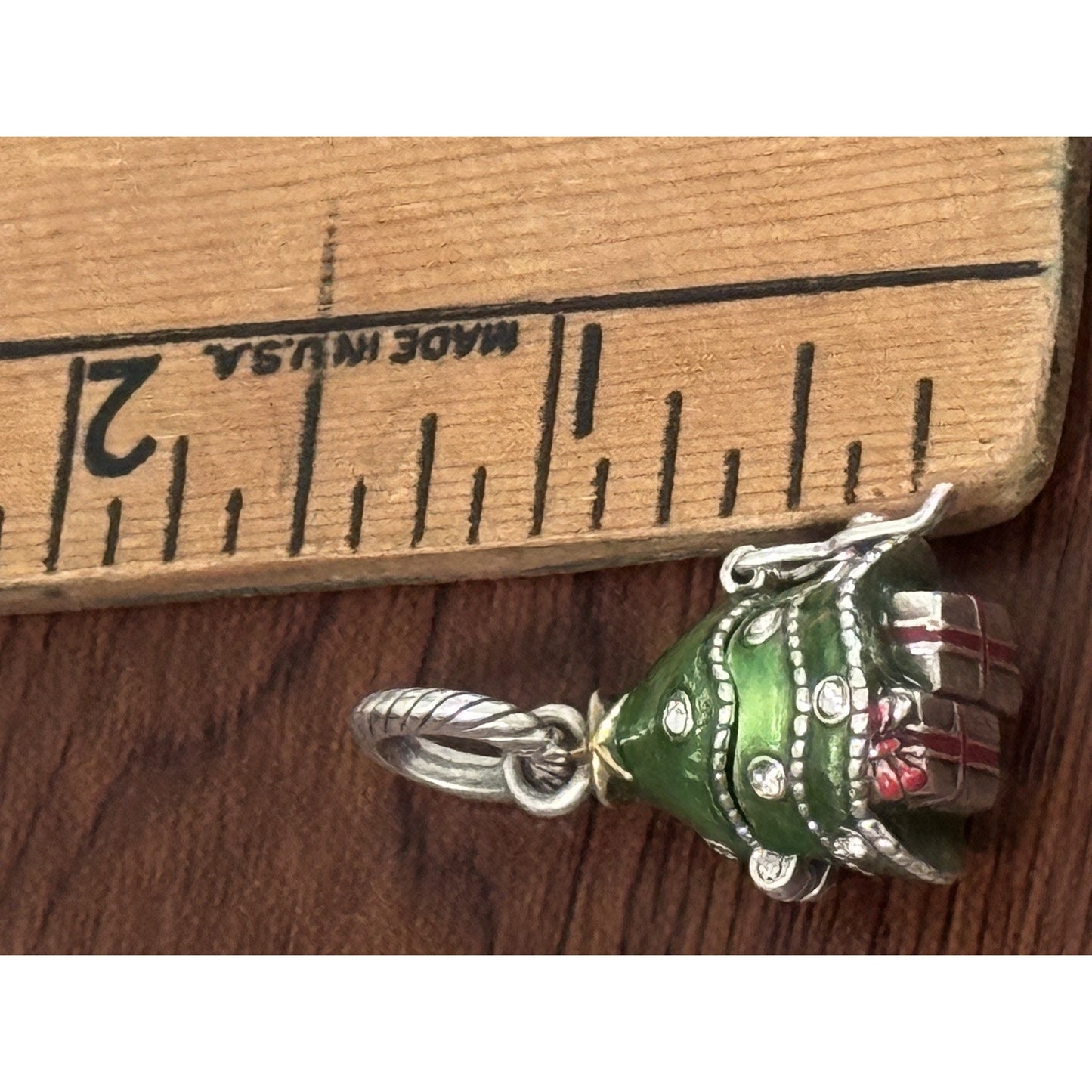 Brand New Brighton Enameled Merry Christmas Tree Opens Up Santa Charm Or Pendant