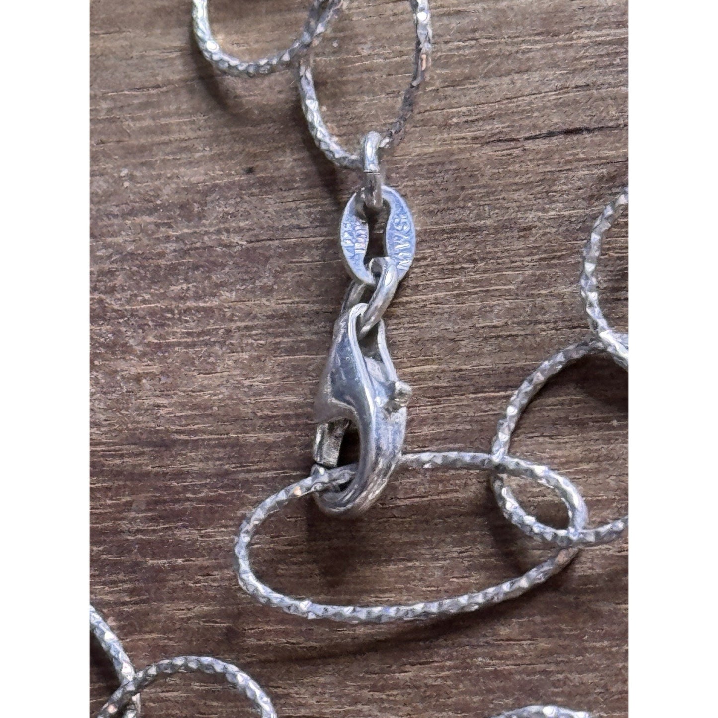 Vintage Italy Sterling Silver Textured Ovals & Circles Link Necklace 18” MWS 925