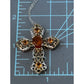 Vintage Amber & Citrine Sterling Silver Two Tone Cross And 925 Necklace 20”