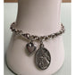 Vintage Italy Sterling Silver Guardian Angel Heart Charm Bracelet
