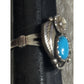 Signed WM Navajo Sterling Silver Turquoise Ring Floral Design Size 7