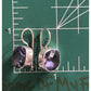Sterling Silver 925 Amethyst Drop Earrings Faceted Purple 1” Bezel Set 6.4gr