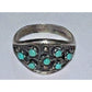 Vintage Native American Zuni Sterling Silver Turquoise Cluster Ring Sz 6 .5 4g