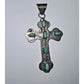 Vintage Mexican Sterling Silver Turquoise Cross Pendant 2.5 Boho Southwest Style