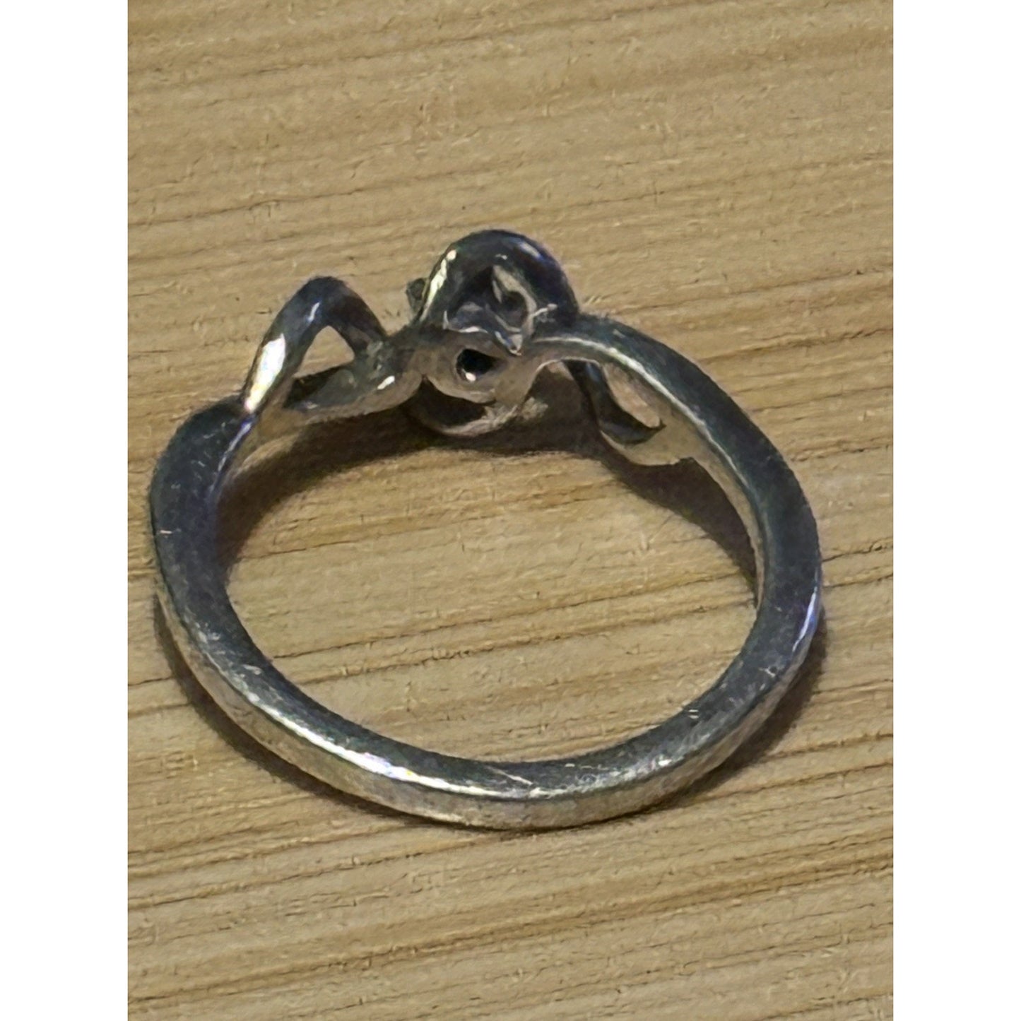 Vintage Sterling Silver SR Diamond Wave Sweetheart Promise Ring Size 5.5
