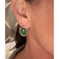 Vintage Sterling Silver Malachite Earrings Southwestern Rope Leaf Design 8.9gr