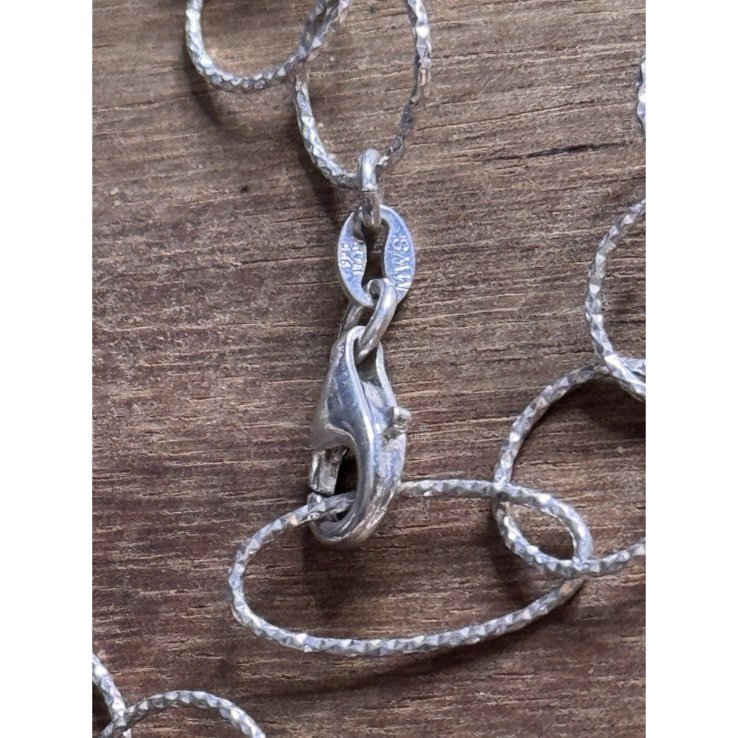 Vintage Italy Sterling Silver Textured Ovals & Circles Link Necklace 18” MWS 925