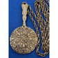 Vintage Gold Tone Hand Mirror Ornate Vanity Pendant 30” Gold Tone Necklace 1970s