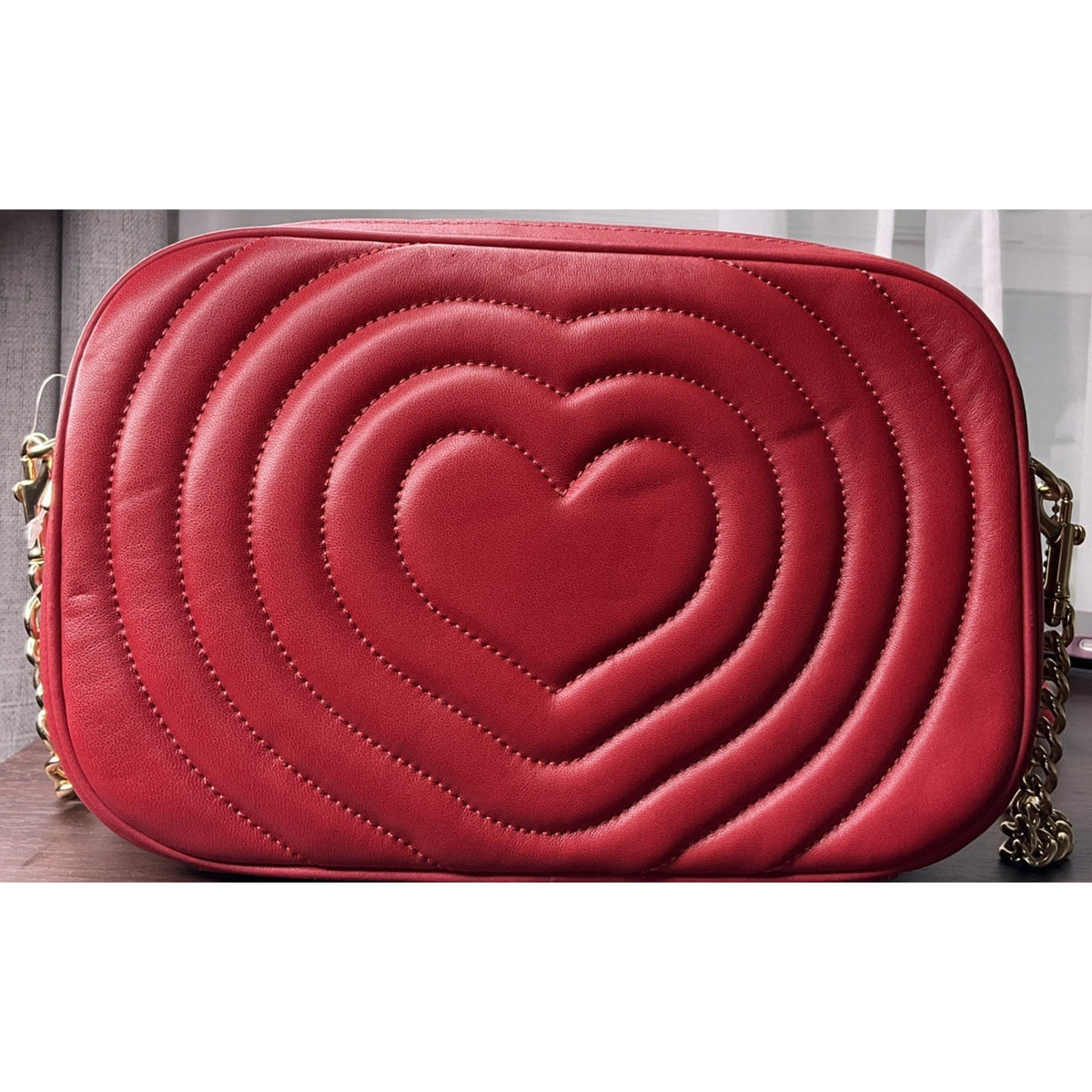 Brand New COACH Puffy Heart Leather Shoulder Bag Valentine Heart Motif Purse