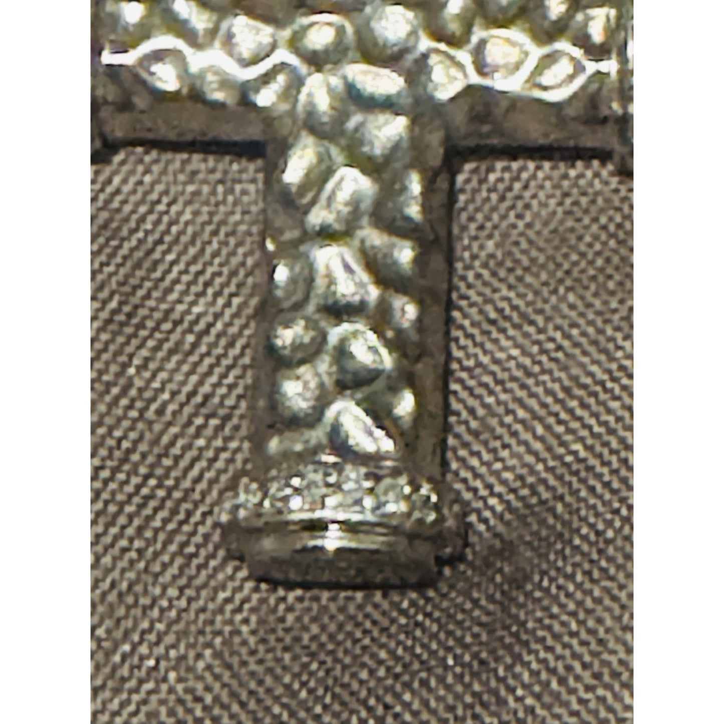BH 925 Sterling Silver Diamond Accent Nugget Cross Pendant 7.4g 1.6”