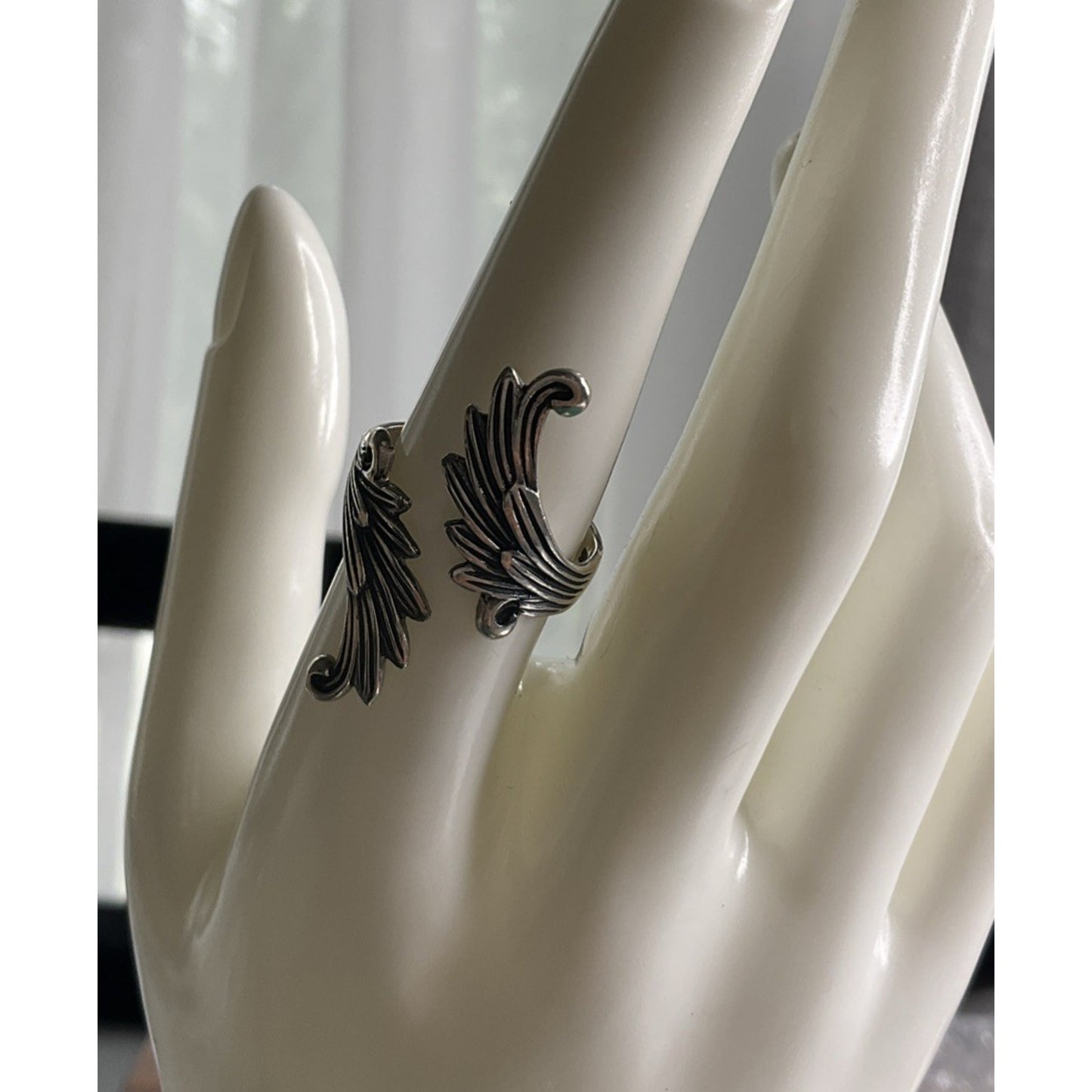 Sterling Silver Angel Wing Wrap Ring Size 8 Feather Gothic Boho