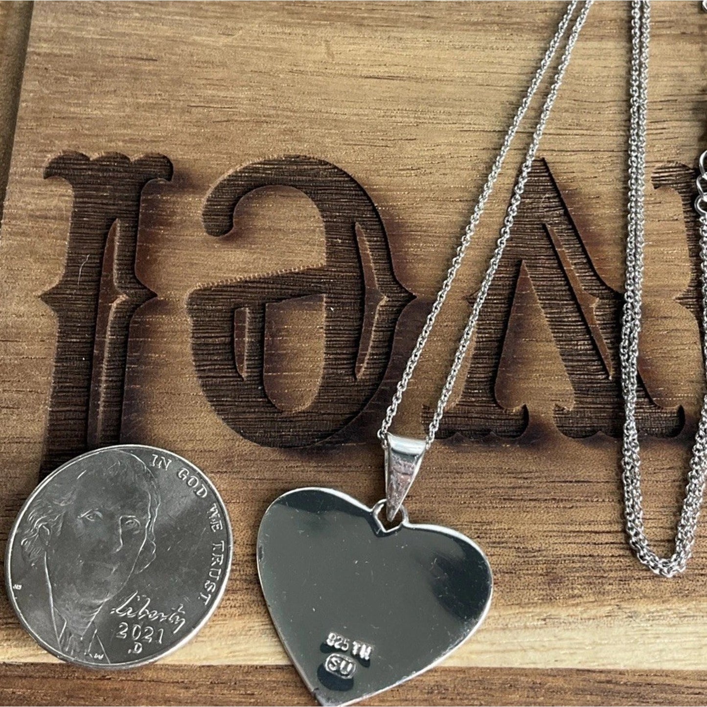 TH SU Sterling Silver Heart Pendant & Necklace “Each Day Is a Gift From God” 18”