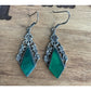 Vintage Green Onyx Art Nouveau Vines Sterling Silver Earrings