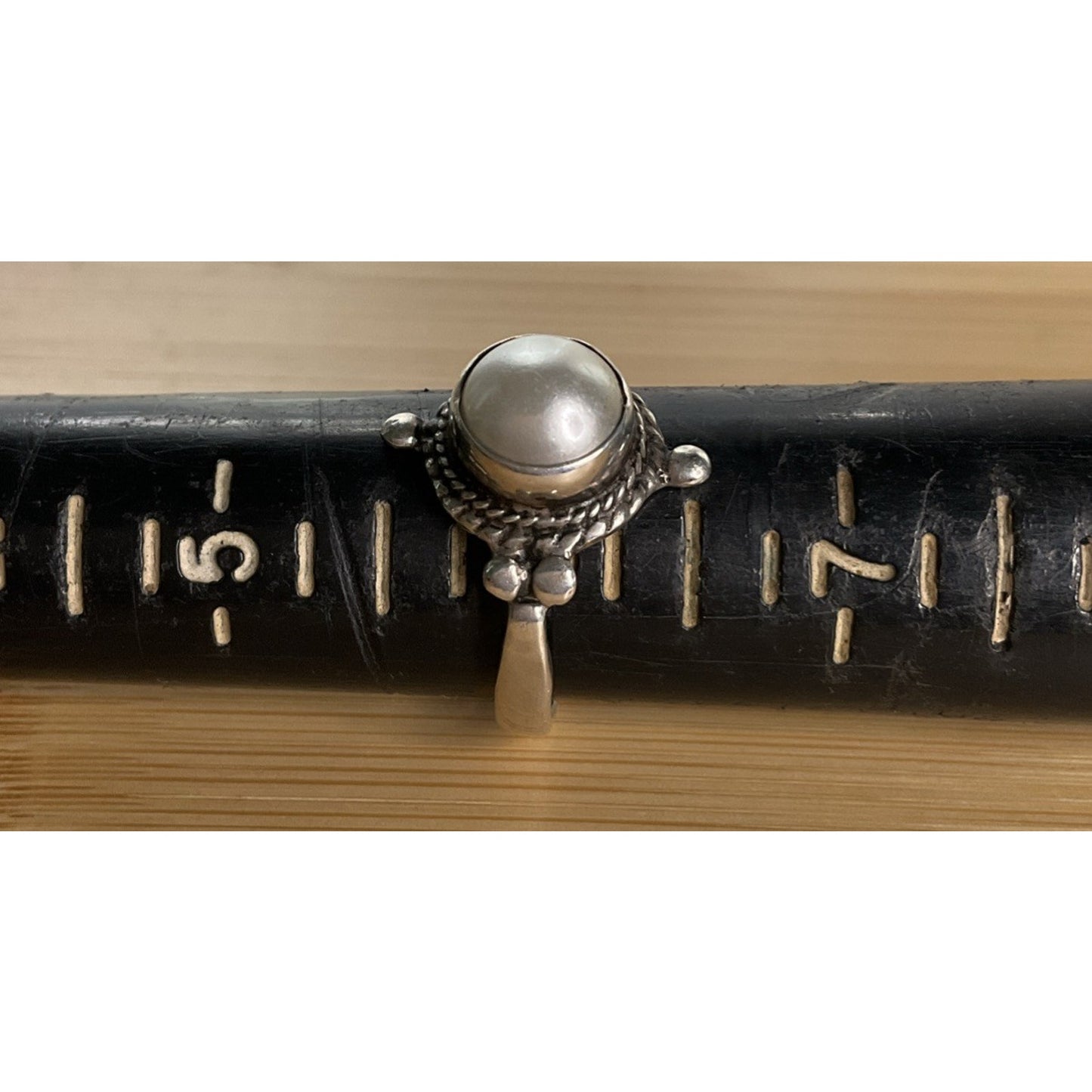 Vintage Sterling Silver Pearl Ring Size 6 Round White Pearl 925 Ring