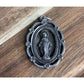 Vintage Sterling Silver Miraculous Mary Pendant Ornate Frame Catholic Charm