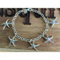 Vintage Sterling Silver Starfish Dangle Bracelet 7.5” Ocean Beach Coastal