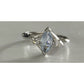 Vintage Sterling Silver 925 Blue Topaz Marquise Ring w CZ Accents Size 8.5