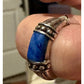 925 Thailand Sterling Silver Lapis Half Hoop Earrings Barrel Beaded Design