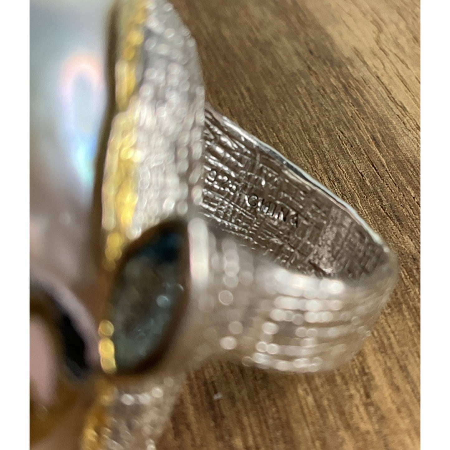 Baroque Pearl & Blue Topaz “Toi et Moi” Sterling Silver Statement Ring Size 5