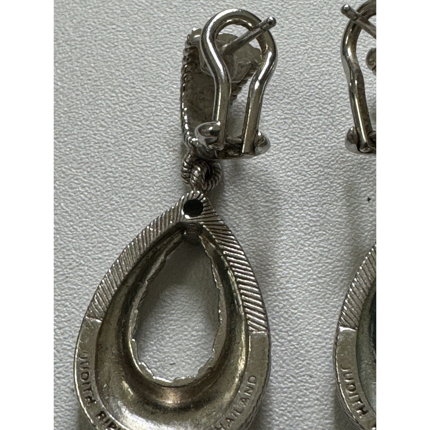 Vintage Judith Ripka Sterling Silver Textured Braided Teardrop Earrings 10g