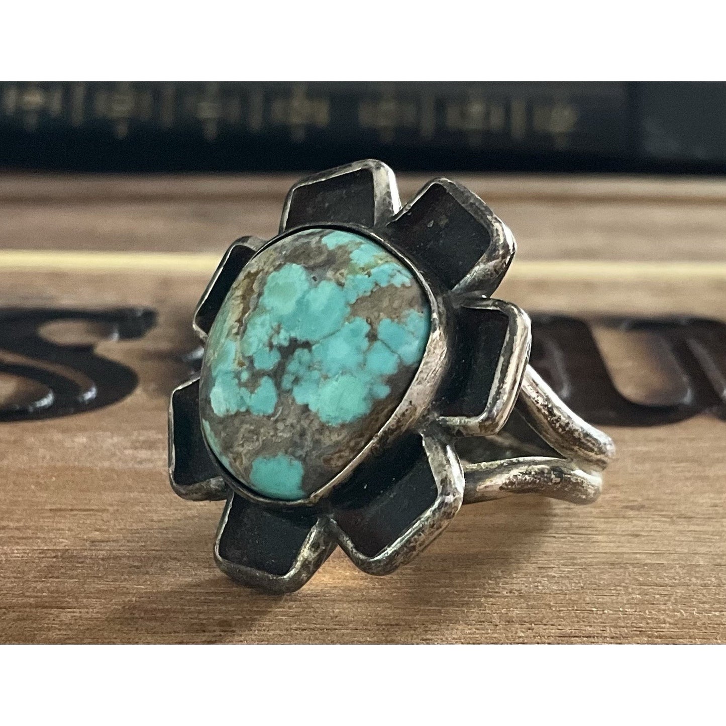 Vintage Sterling Silver Turquoise Ring Size 12 Large Statement Southwest Ring