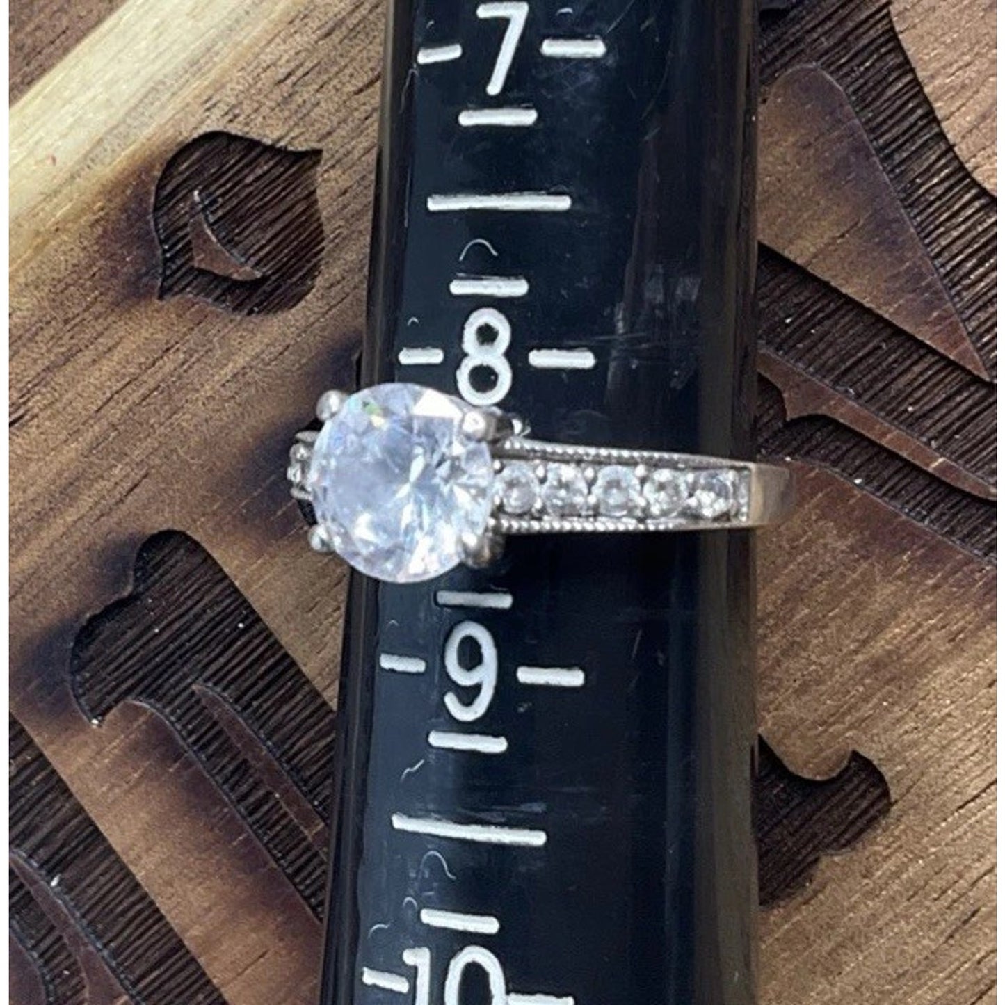 Sterling Silver CZ Engagement Ring Size 8.5 Round Solitaire Bridal Ring 925