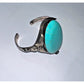 Vintage Navajo Sterling Silver Turquoise Cuff Bracelet – Large Oval Cabochon