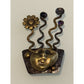 Mary Lucuk Sterlin Silver Brass Face Brooch Modernist Pin Amethyst Blue Canachon