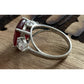 BGE 925 Sterling Silver Ruby Red Cushion Cut Style Ring Size 9