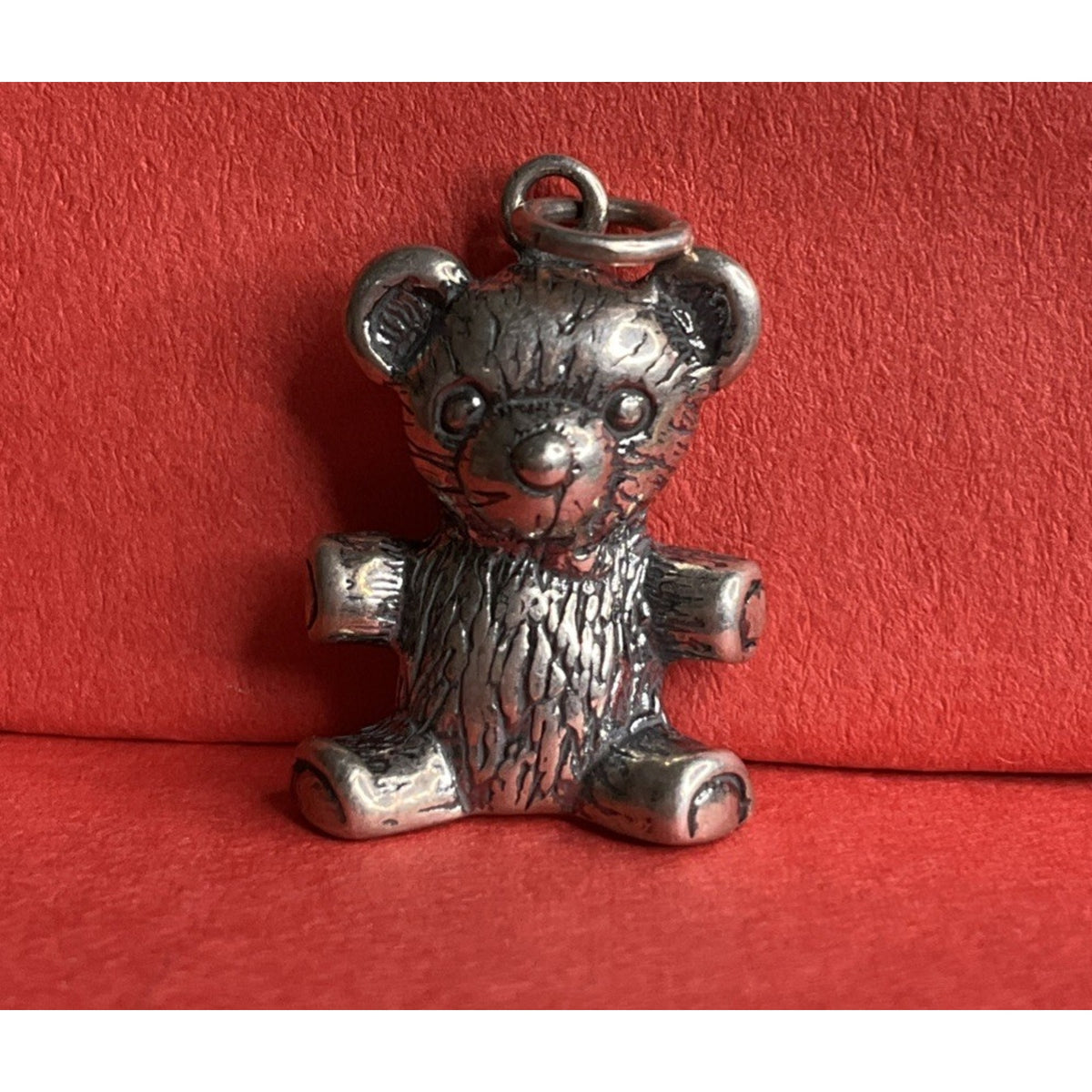 Vintage Sterling Silver Teddy Bear Charm Pendant Cute Toy