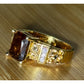Vintage 18K GF Brown Crystal Rhinestone Cocktail Ring Size 9.25