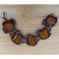 Vintage Baltic Amber Panel Bracelet Sterling Silver Art Nouveau 7 3/4” 51 Grams