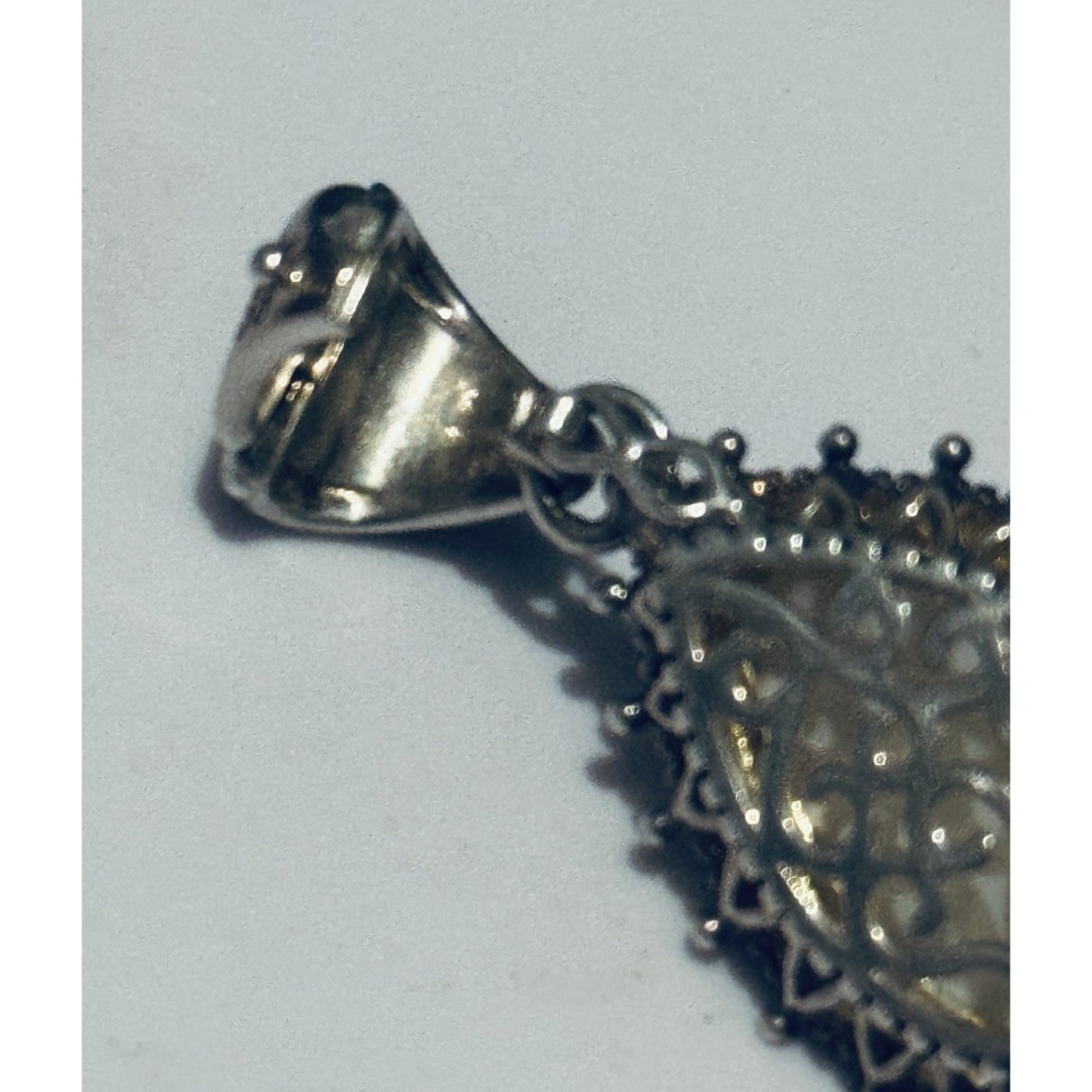 Vintage Barbara Bixby 925 18k Enhancer Or Pendant MOP Vine Leaf Mother of Pearl