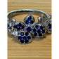 Sterling Silver Blue Sapphire Flower Ring Diamond Accent Floral Cluster Size 6.5