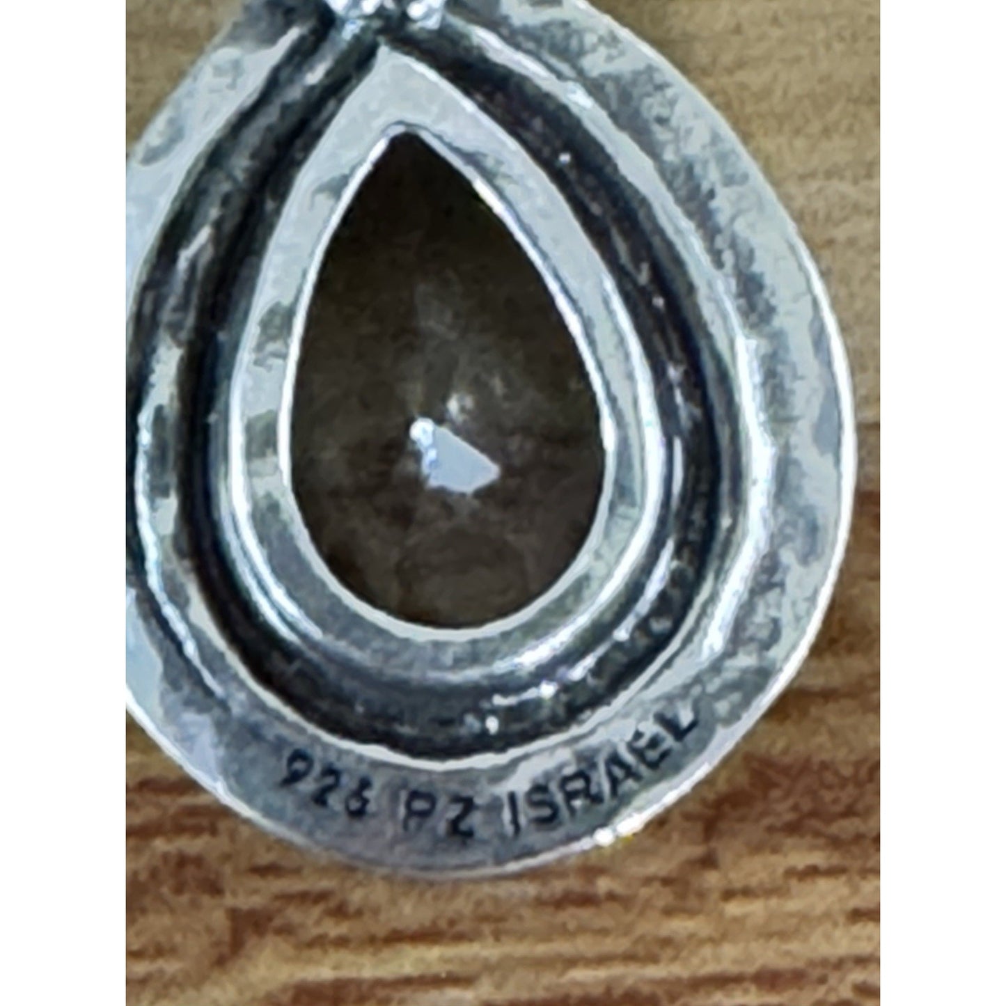 Sterling Silver Green Amethyst Prasiolite Teardrop Pendant Necklace 18” Isreal