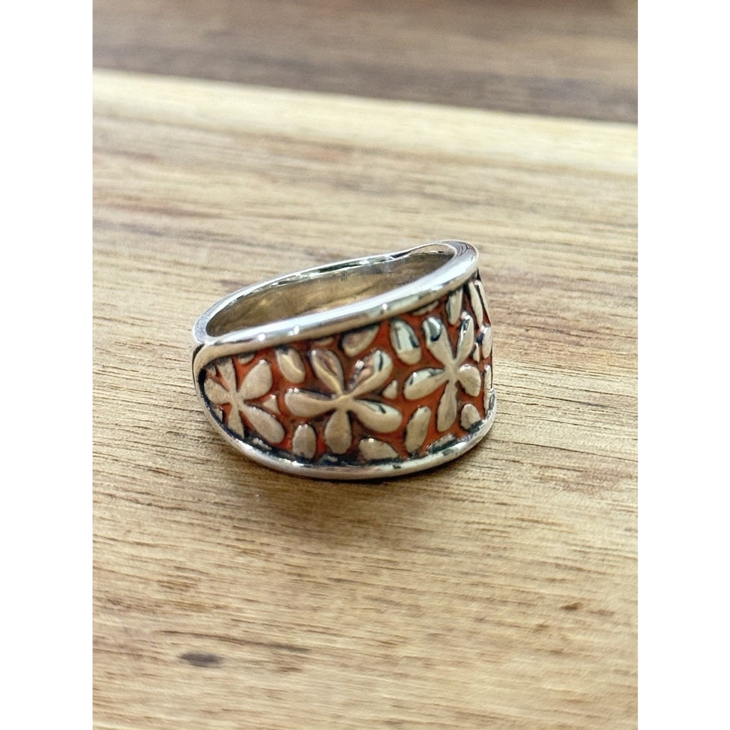 James Avery Retired Silver Spring Blossom Enamel Ring Size 9