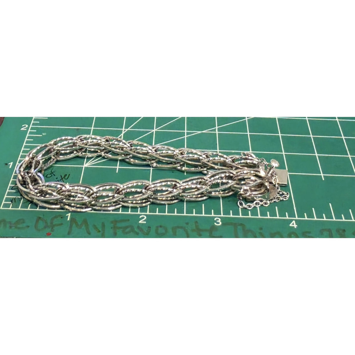 Vintage Silver Silver Braided Woven Oval Twisted Diamond Cut Link Bracelet 7.5”