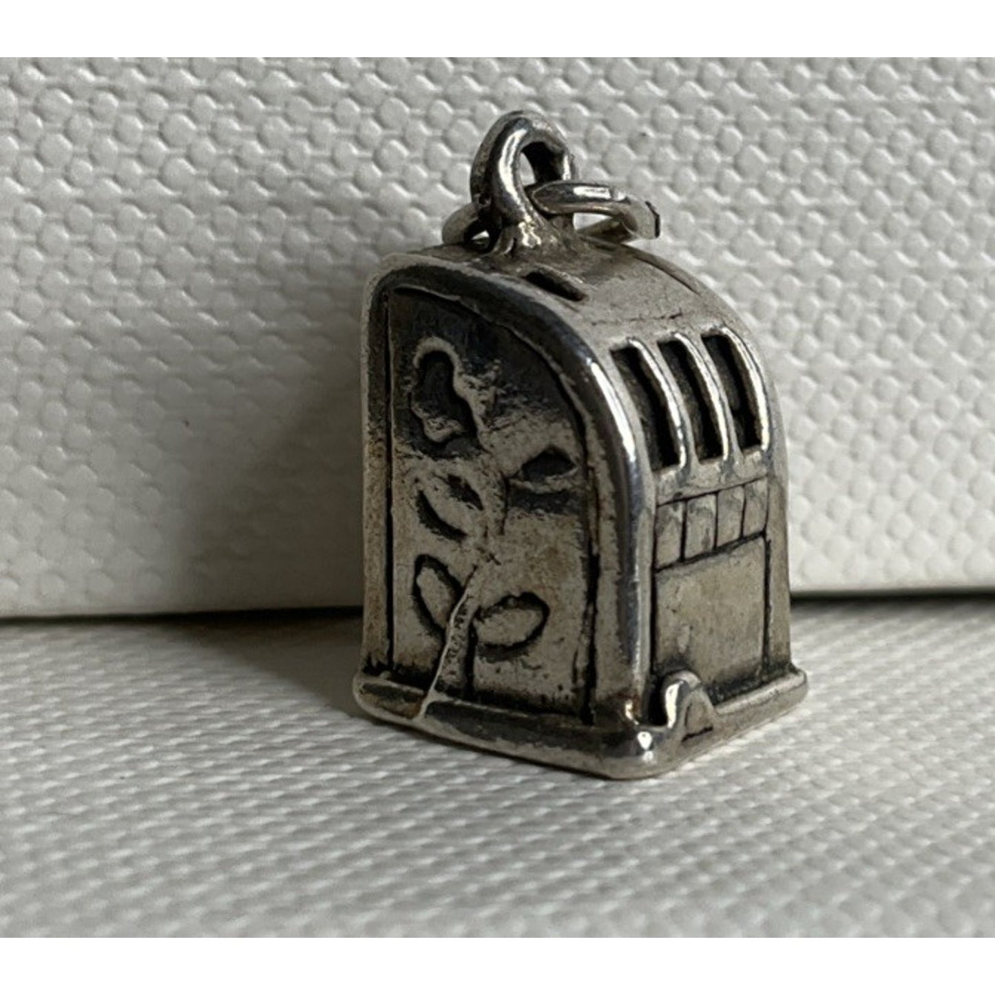 Vintage Sterling Silver Slot Machine Charm Pendant Casino Gambling Theme