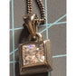 Sterling Silver 925 Princess Cut Clear CZ Cube Pendant Necklace 7g Modern 18”
