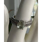 Sterling Silver Green Gemstone Halo Ring Oval Statement Ring 925 Size 8