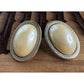 Vintage Faux Pearl Clip-On Earrings Silver Tone Large Oval Statement Earrings