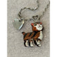 Vintage Calico Cat Enameled Moving Tail And Legs 925 Necklace 21”