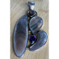 Large Artisan Mother of Pearl Amethyst Citrine Statement Pendant 55g 5” X 2.5”