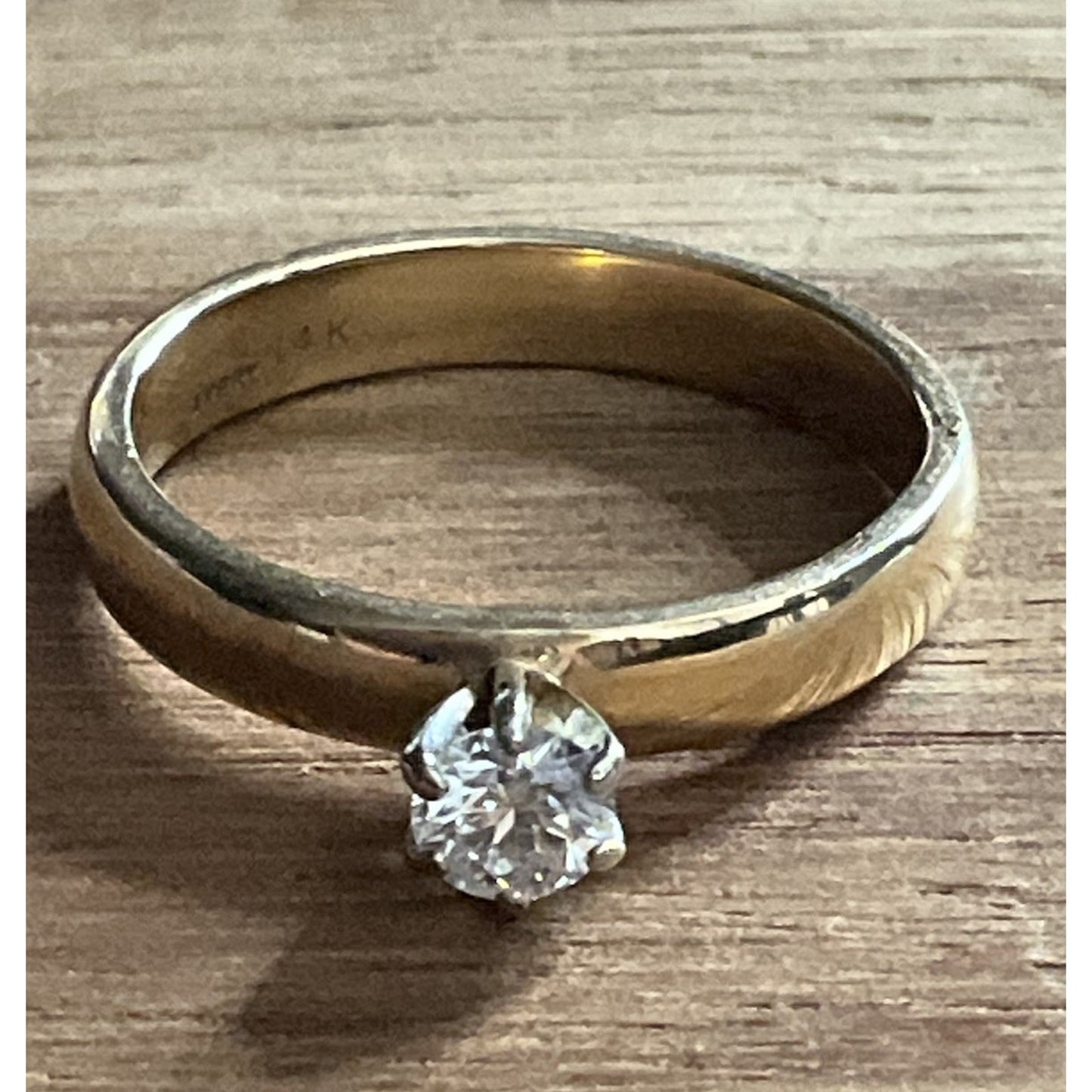 Pre owned James Avery 14k Gold Retired .25 Carat Diamond Solitaire Engagement Ring Sz 7.5