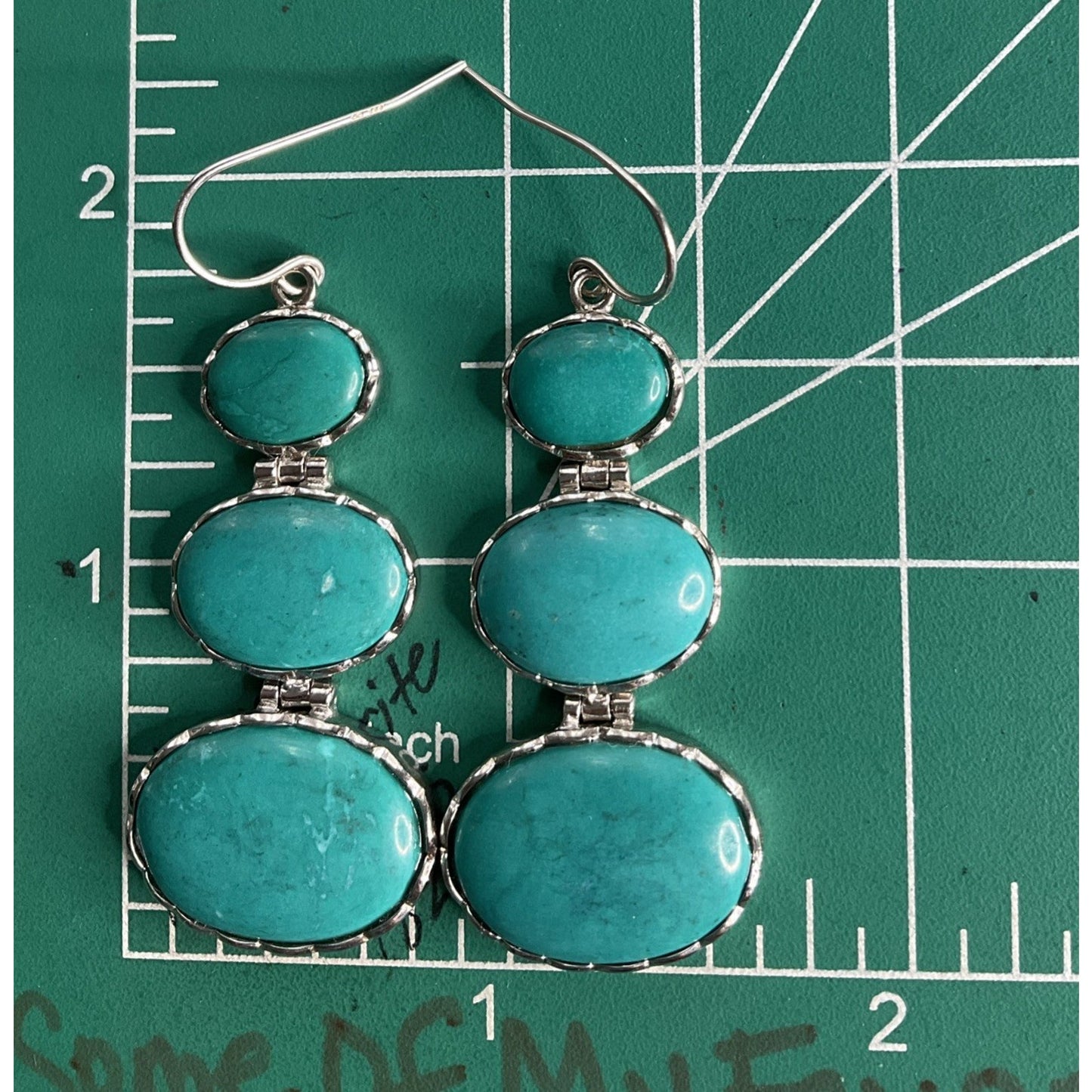 Sleeping Beauty Turquoise Sterling 925 Dangle Drop Earrings CN LUC Lucas Lameth