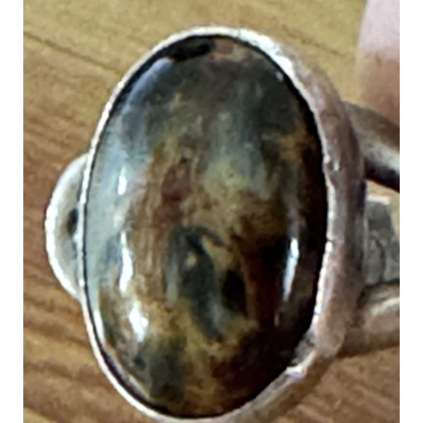 Vintage Sterling Silver Jasper Cabachon Ring Handmade Artisan Southwestern Sz 8