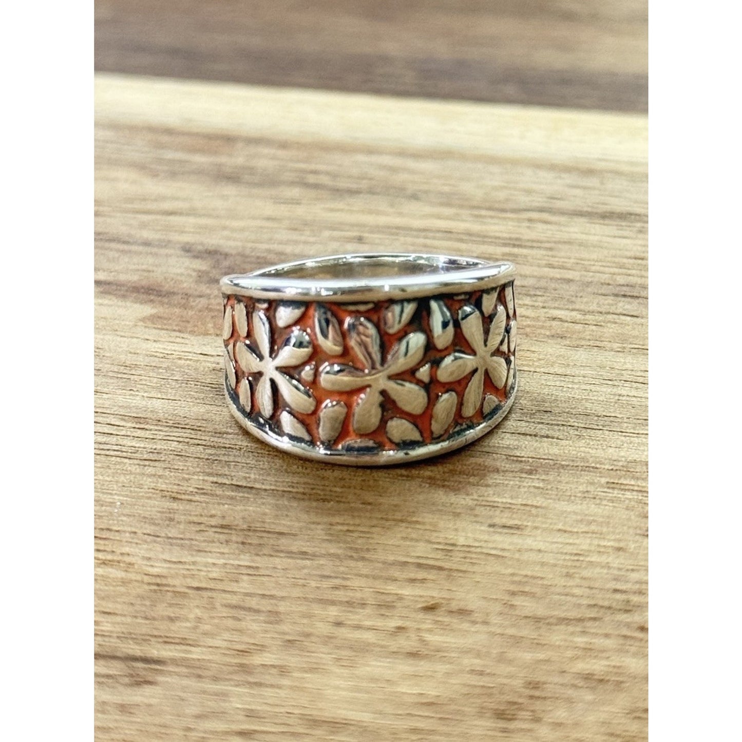 James Avery Retired Silver Spring Blossom Enamel Ring Size 9