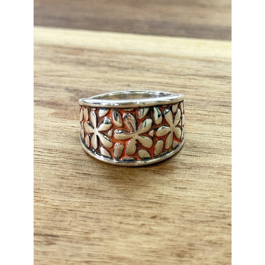 James Avery Retired Silver Spring Blossom Enamel Ring Size 9