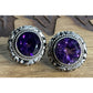 Vintage Sterling Silver Amethyst Purple Bali Stud Earrings